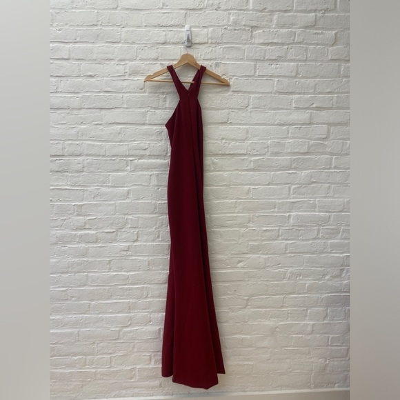 Likely || Willa Crossover Halter Mermaid Gown Burgundy Red 4 - Picture 6 of 8